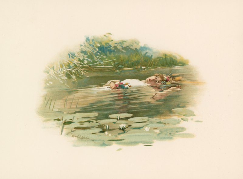 Ophelia, drunknade av Harold Copping