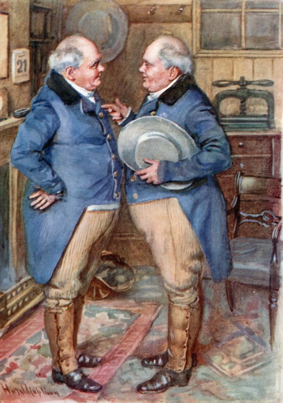 The Brothers Cheeryble (färg litho) av Harold Copping