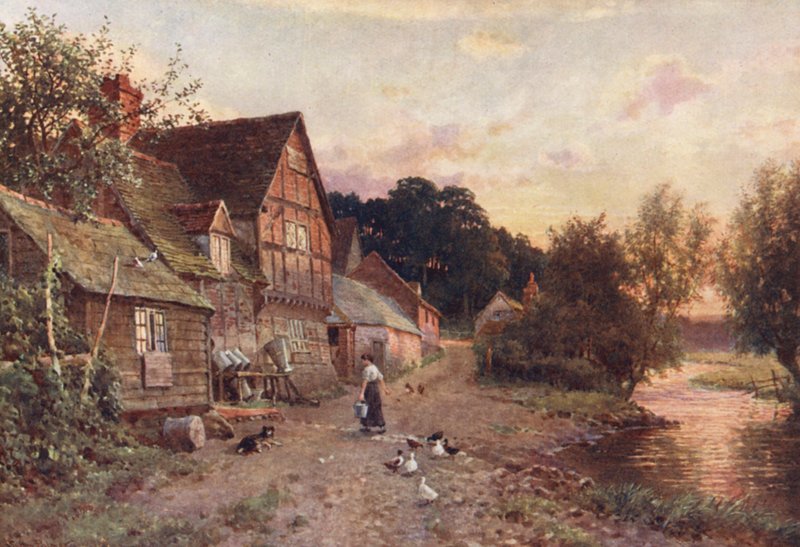 A Dairy Farm, Farnham (färglitografi) av Harold Sutton Palmer