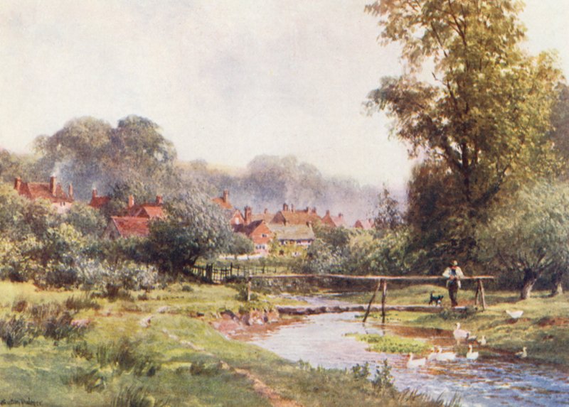 Abinger Hammer (färglitografi) av Harold Sutton Palmer