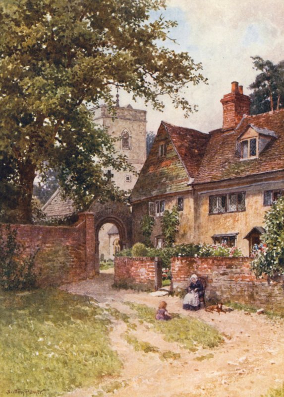 Betchworths kyrka (färglitografi) av Harold Sutton Palmer
