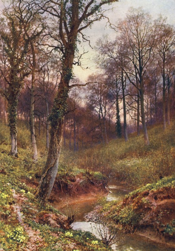 Evening Solitude, Ockley (färglitografi) av Harold Sutton Palmer