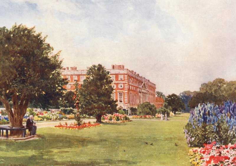 Hampton Court (färglitografi) av Harold Sutton Palmer