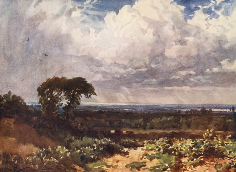 Molnet (färglitografi) av Harold Sutton Palmer