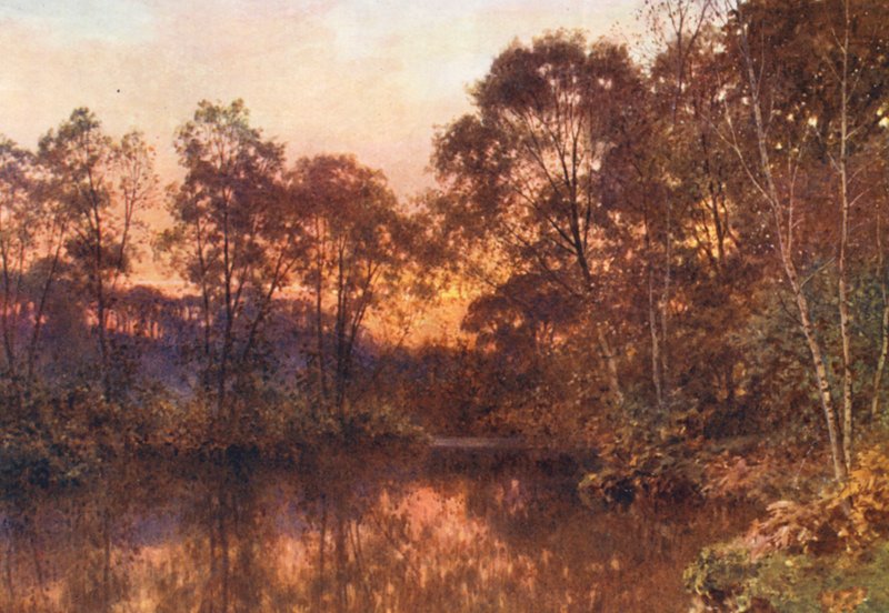 Den sista glöden (färglitografi) av Harold Sutton Palmer
