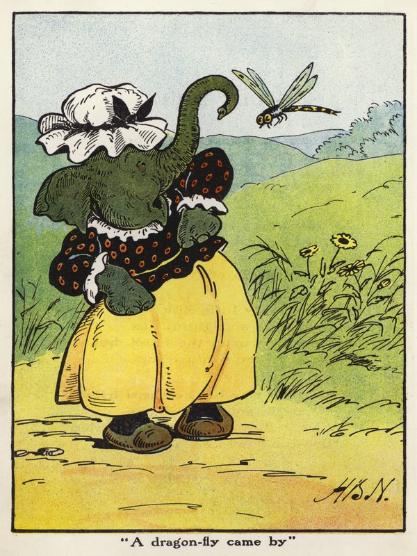 "En trollslända kom förbi" (färg litho) av Harry B Neilson