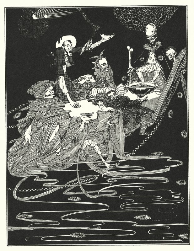 Edgar Allan Poe: Kung Pest (litografi) av Harry Clarke