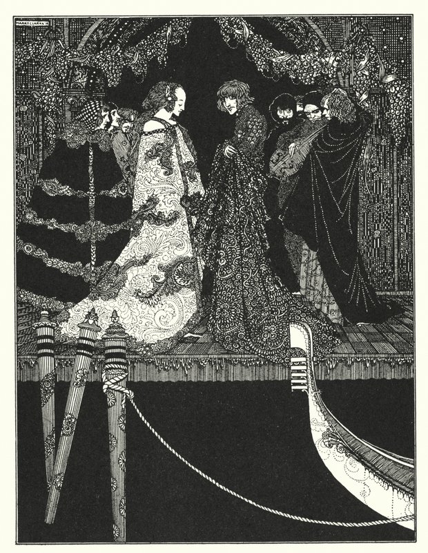 Edgar Allan Poe: Uppdraget (litografi) av Harry Clarke