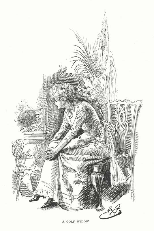 Golf: En golfänka (litho) av Harry Furniss