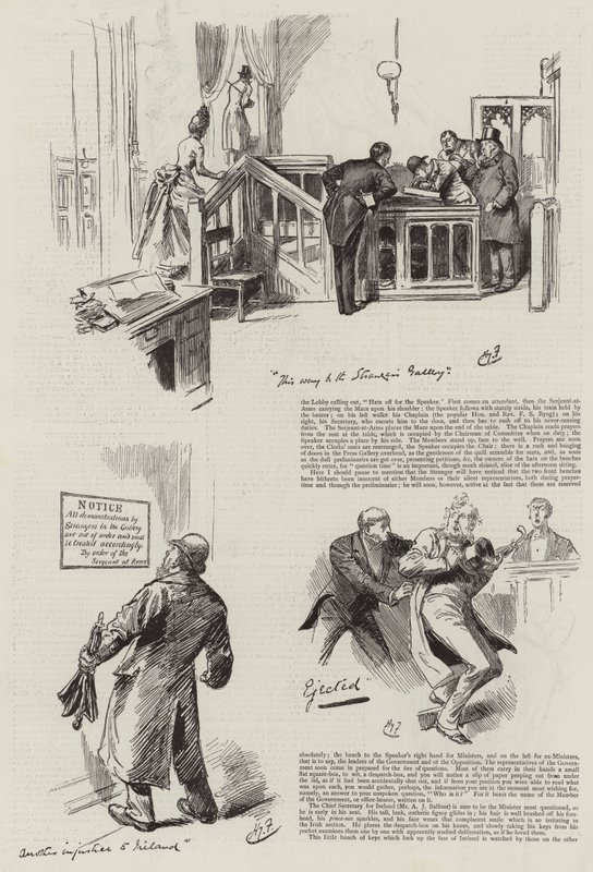 Livet i parlamentet, främlingar i huset av Harry Furniss