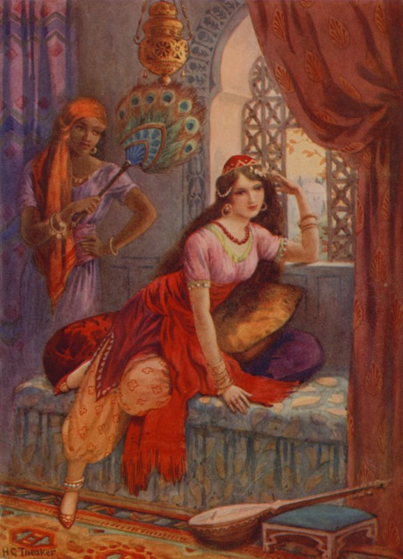 Sindbads brud (färglitografi) av Harry George Theaker