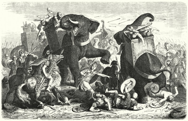 Slaget vid Gaza, 312 f.Kr. (gravyr) av Heinrich Leutemann