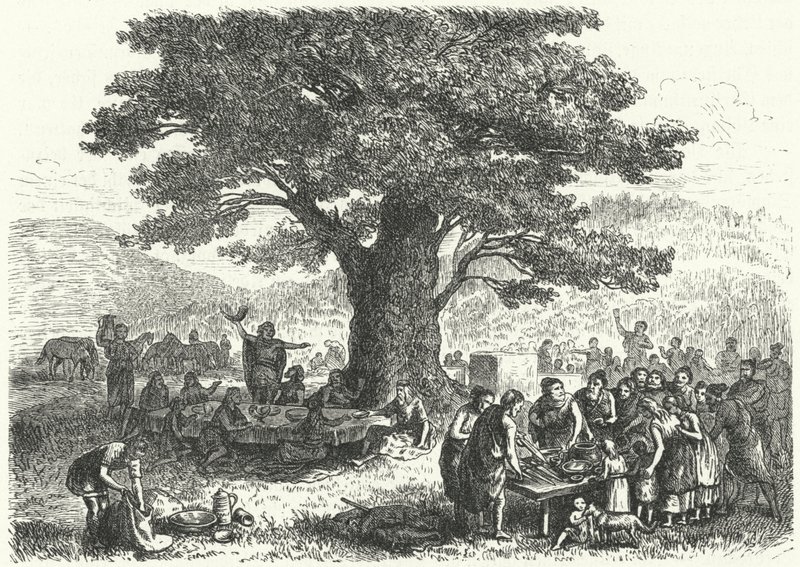 Fest i det antika Tyskland (gravyr) av Heinrich Leutemann