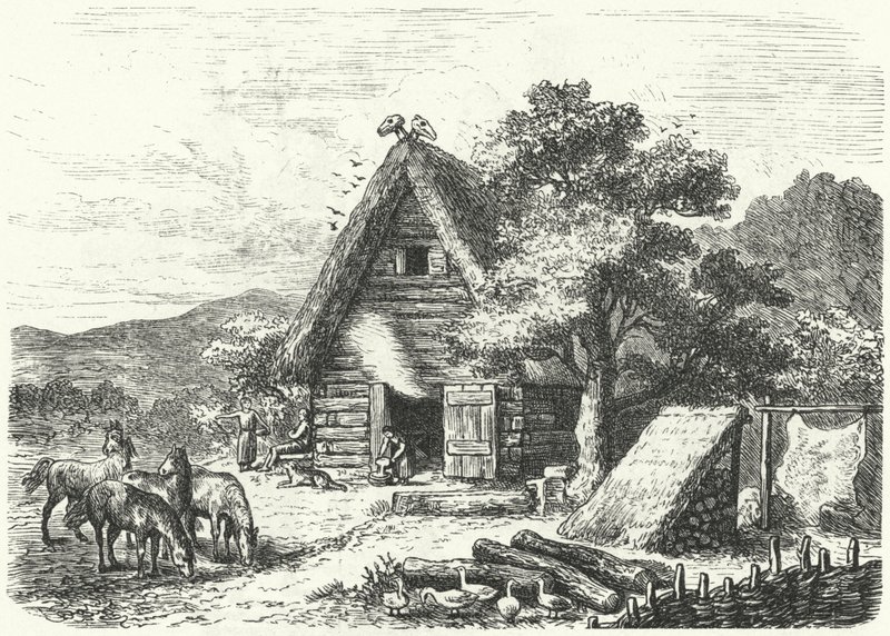 Gammal tysk bondgård (gravyr) av Heinrich Leutemann