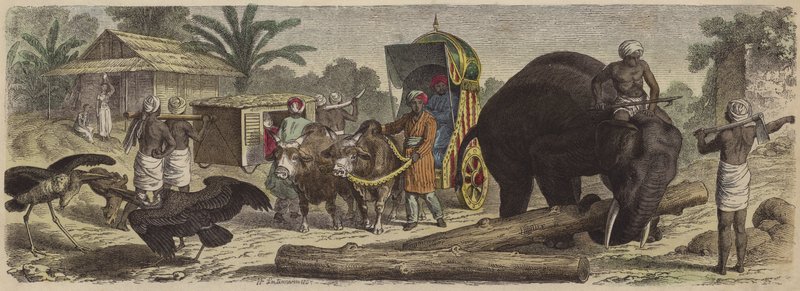 Scen i Bengal, Indien (färgad gravyr) av Heinrich Leutemann