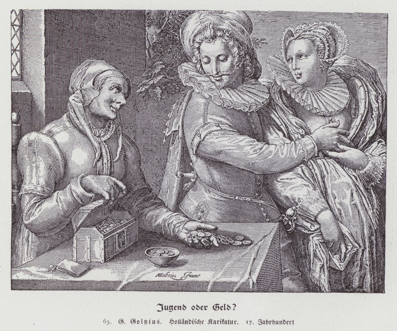Ojämlik kärlek av Hendrik (after) Goltzius