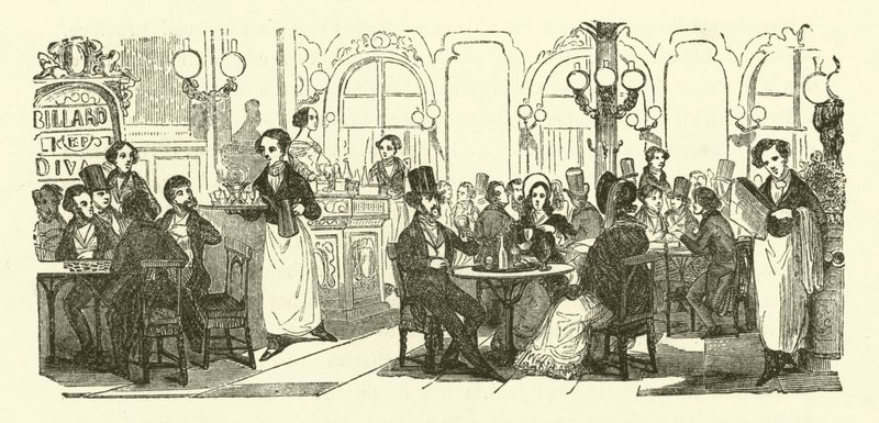 Kaffehusets servitör (gravyr) av Henri Bonaventure (after) Monnier