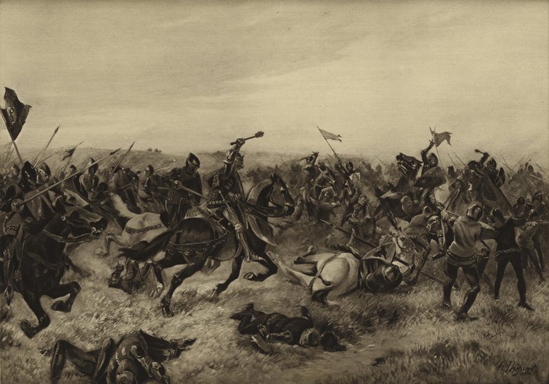 Slaget vid Agincourt; 1415 (gravyr) av Henri Louis Dupray