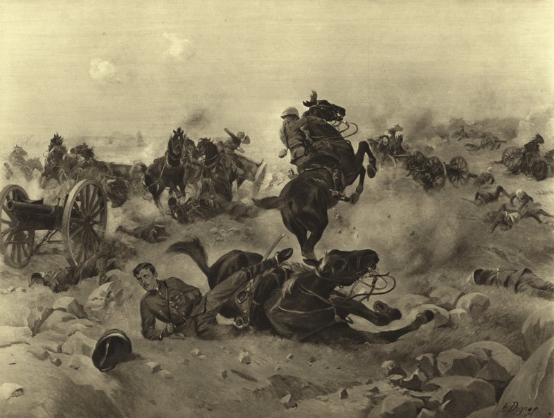 Slaget vid Colenso, 1899 (gravyr) av Henri Louis Dupray