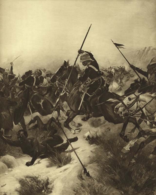 Slaget vid Ulundi, 1879 (gravyr) av Henri Louis Dupray