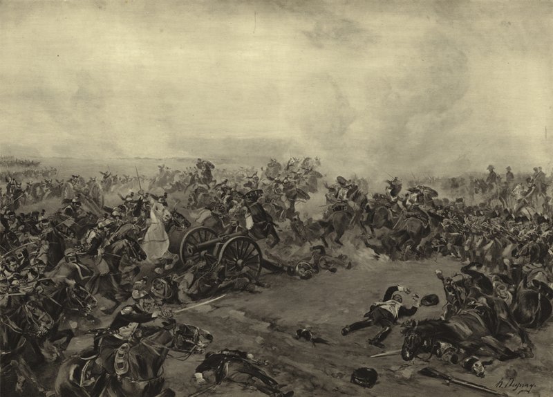 Slaget vid Waterloo, 1815 (gravyr) av Henri Louis Dupray