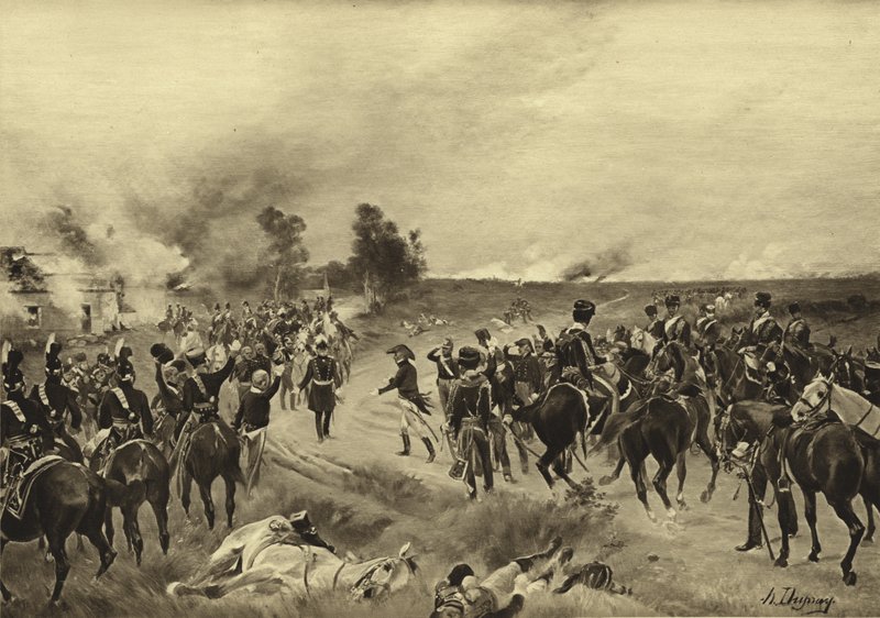 Slaget vid Waterloo, 1815 (gravyr) av Henri Louis Dupray