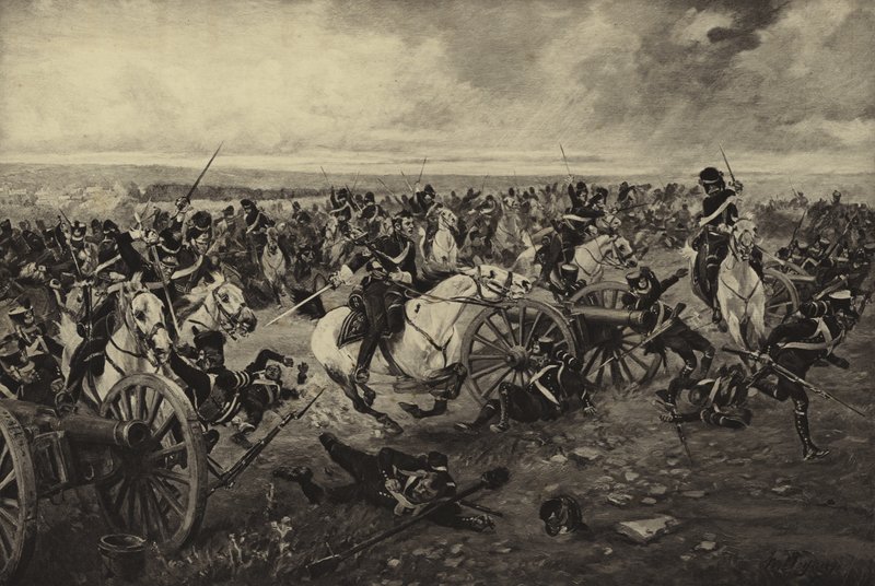 Slaget vid Waterloo, 1815 (gravyr) av Henri Louis Dupray