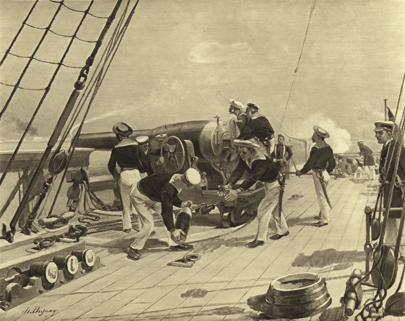 Bombardement av Alexandria, 1882 (gravyr) av Henri Louis Dupray