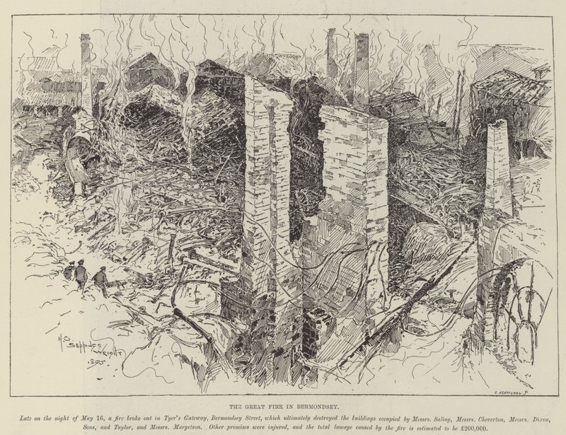 Den stora branden i Bermondsey av Henry Charles Seppings Wright
