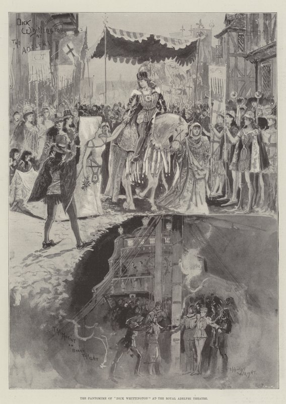 Pantomimen av Dick Whittington på Royal Adelphi Theatre av Henry Charles Seppings Wright