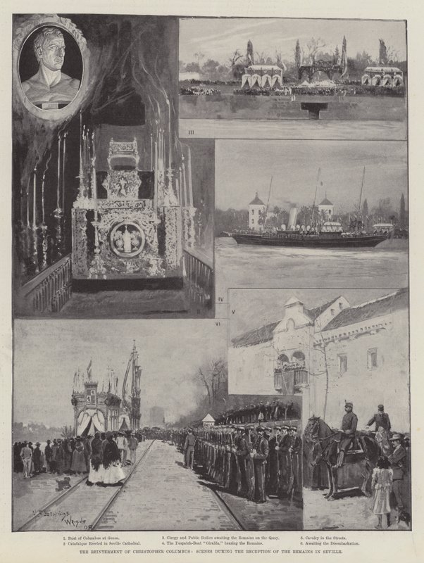 Reinterment av Christopher Columbus, scener under mottagandet av resterna i Sevilla av Henry Charles Seppings Wright