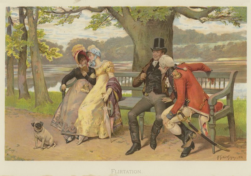 Flirt (chromolitho) av Henry Gillard Glindoni