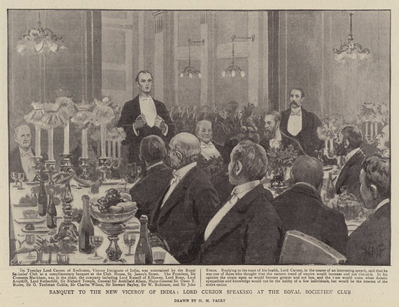 Bankett till New Viceroy of India, Lord Curzon talar på Royal Societies