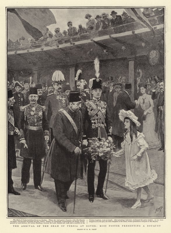 Shahen av Persiens ankomst till Dover, Miss Foster presenterar en bukett av Henry Marriott Paget