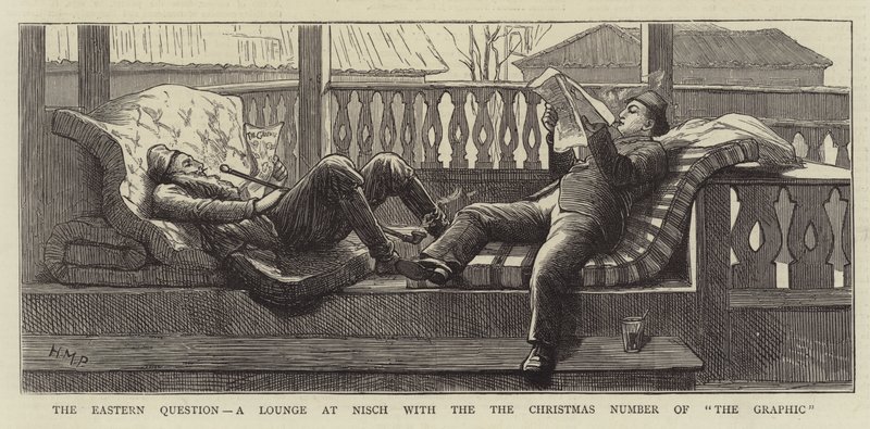 The Eastern Question, en lounge på Nisch med The Graphics julnummer av Henry Marriott Paget