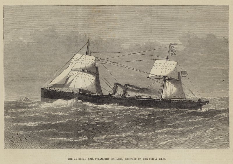 American Mail Steam-Ship Schiller, som förliste på Scillyöarna. av Henry Spernon Tozer
