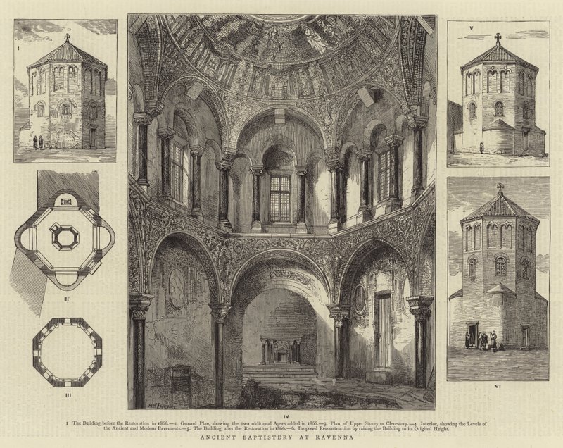 Det antika baptisteriet i Ravenna av Henry William Brewer