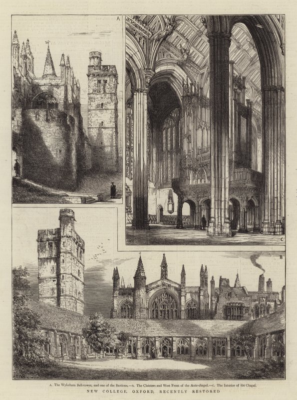 New College, Oxford, nyligen restaurerad av Henry William Brewer