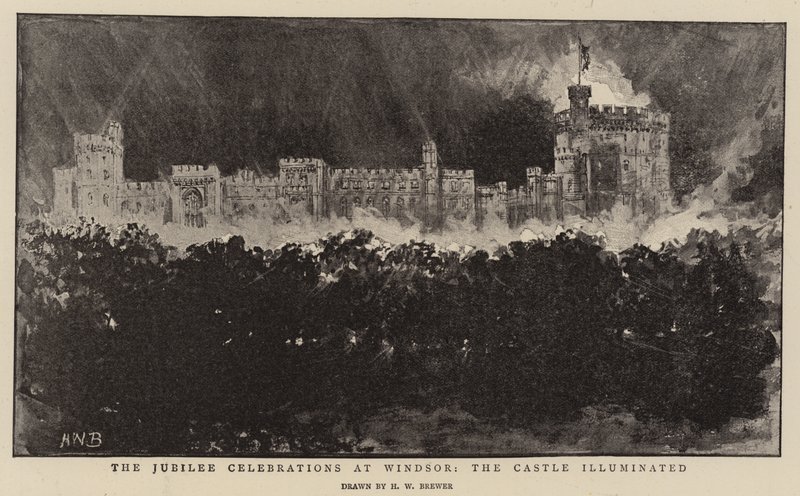 Jubileumsfirandet i Windsor, slottet upplyst av Henry William Brewer
