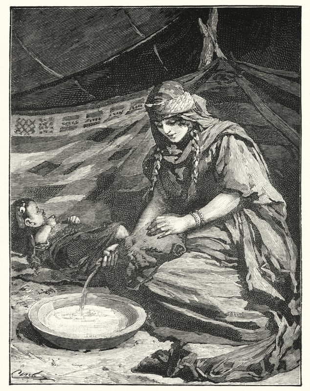 Interiör av beduintält (litho) av Henry Andrew Harper