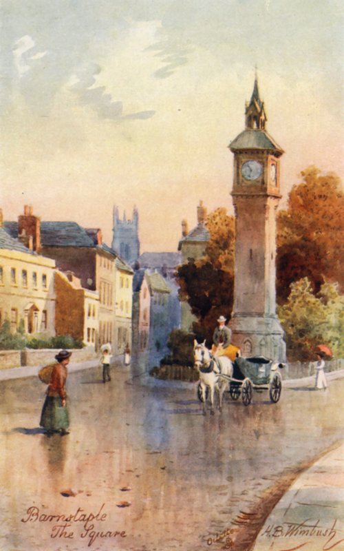 The Square, Barnstaple (färglitografi) av Henry B. (after) Wimbush