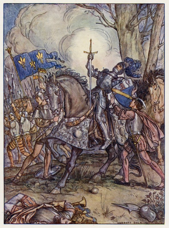 The Death of Bayard (färg litho) av Henry Cole