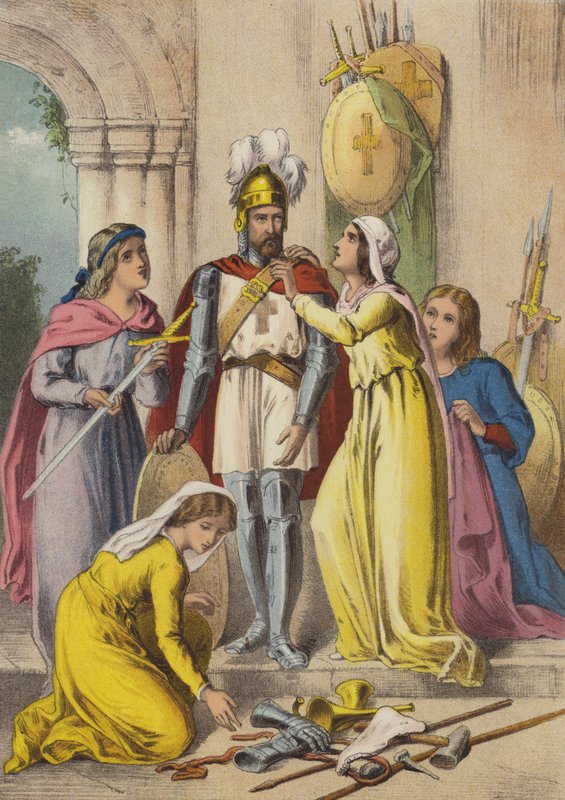Christian beväpnad (chromolitho) av Henry Courtney (after) Selous