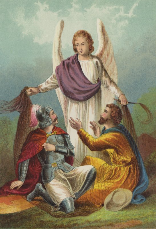 Flykten från nätet (chromolitho) av Henry Courtney Selous