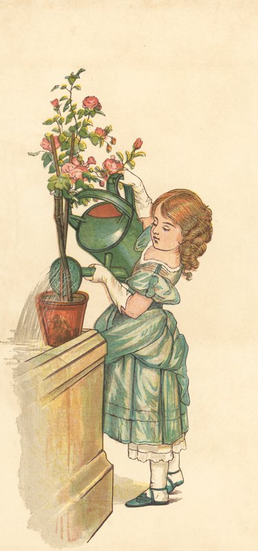 The Princess Gardening (färg litho) av Henry Hetherington Emmerson