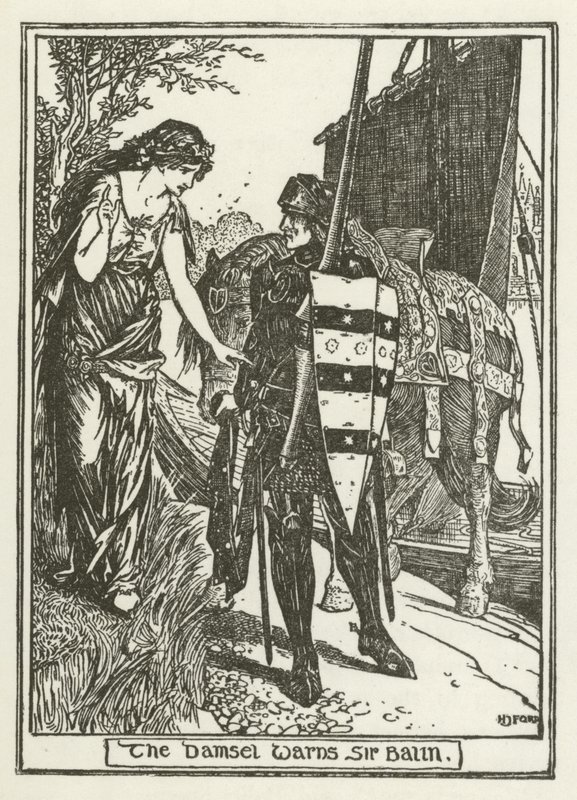Damseln varnar Sir Balin av Henry Justice Ford