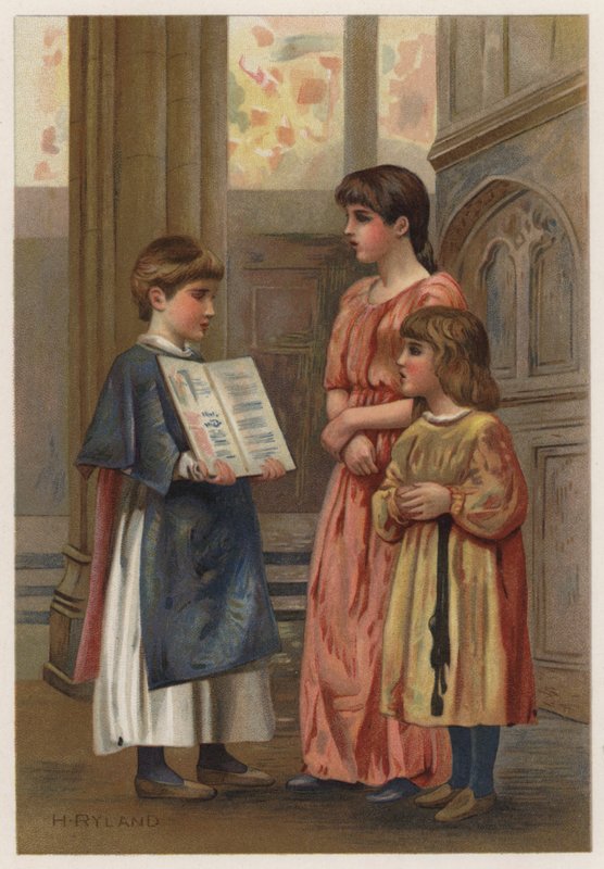 Evensong (färg litho) av Henry Ryland