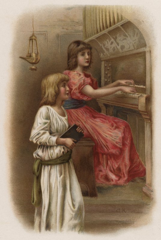 Morgonhymn (färg litho) av Henry Ryland
