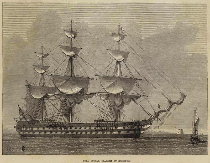 HMS Duncan, flaggskepp i Sheerness av Henry Spernon Tozer