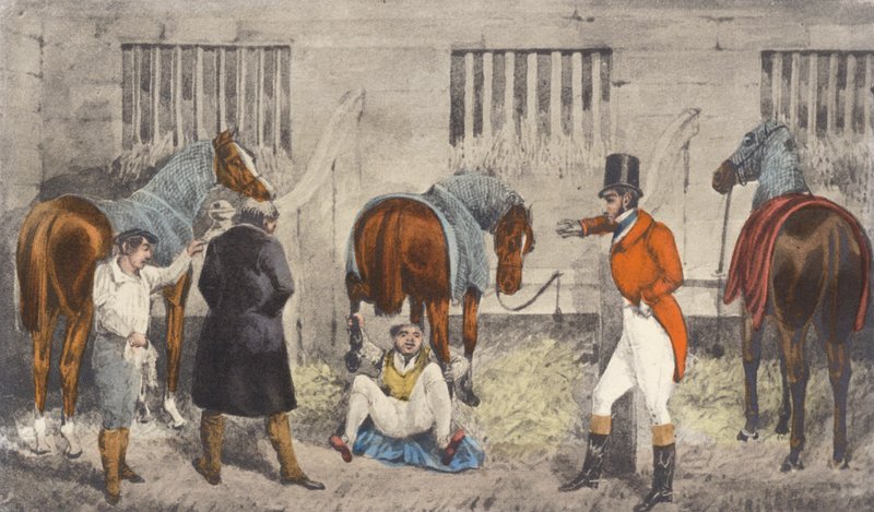 The Oaks-stoet (litografi) av Henry Thomas (after) Alken